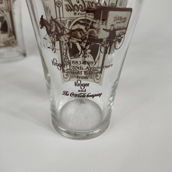 Vintage 100th Anniversary 1983 Coca Cola Flair Glasses Set Of 6 Kroger - Picture 4 of 8
